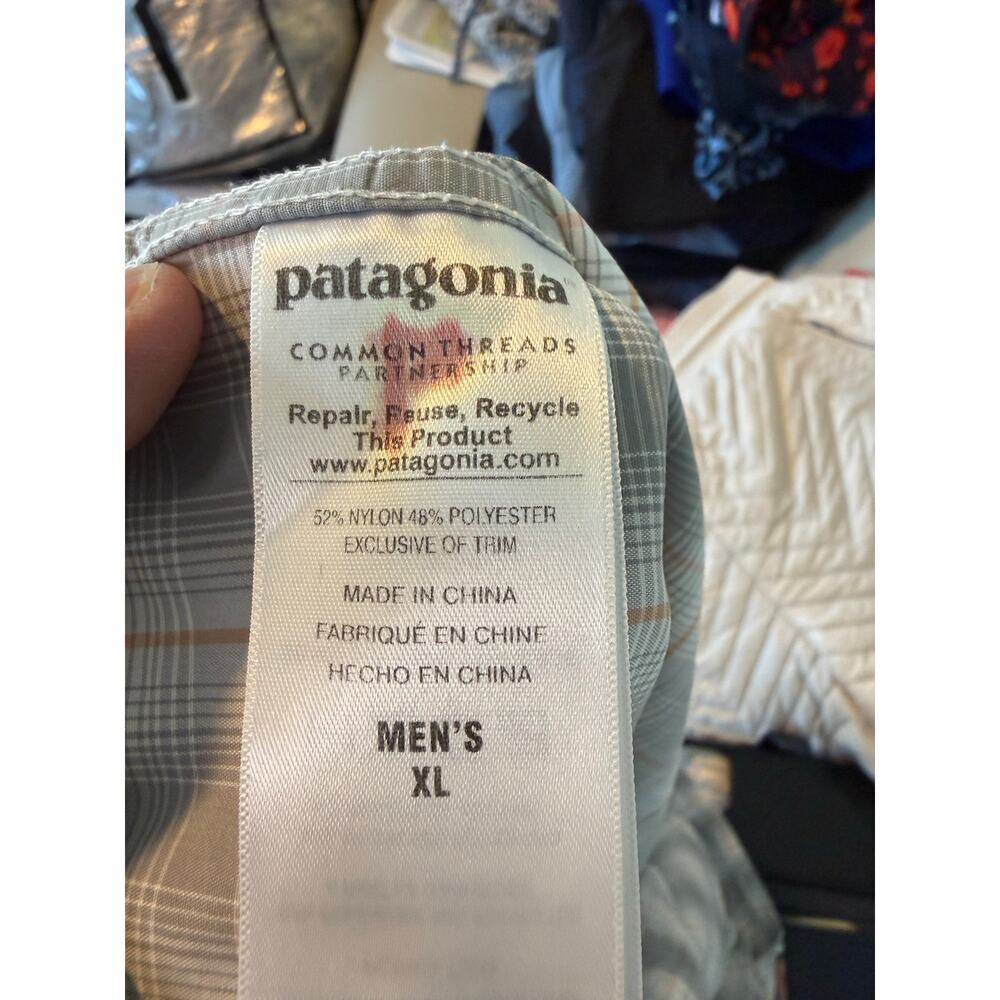 Patagonia Gray Plaid Button Down Shirt Lightweight Comfy Outdoor Hiking Travel - Picture 9 of 9
